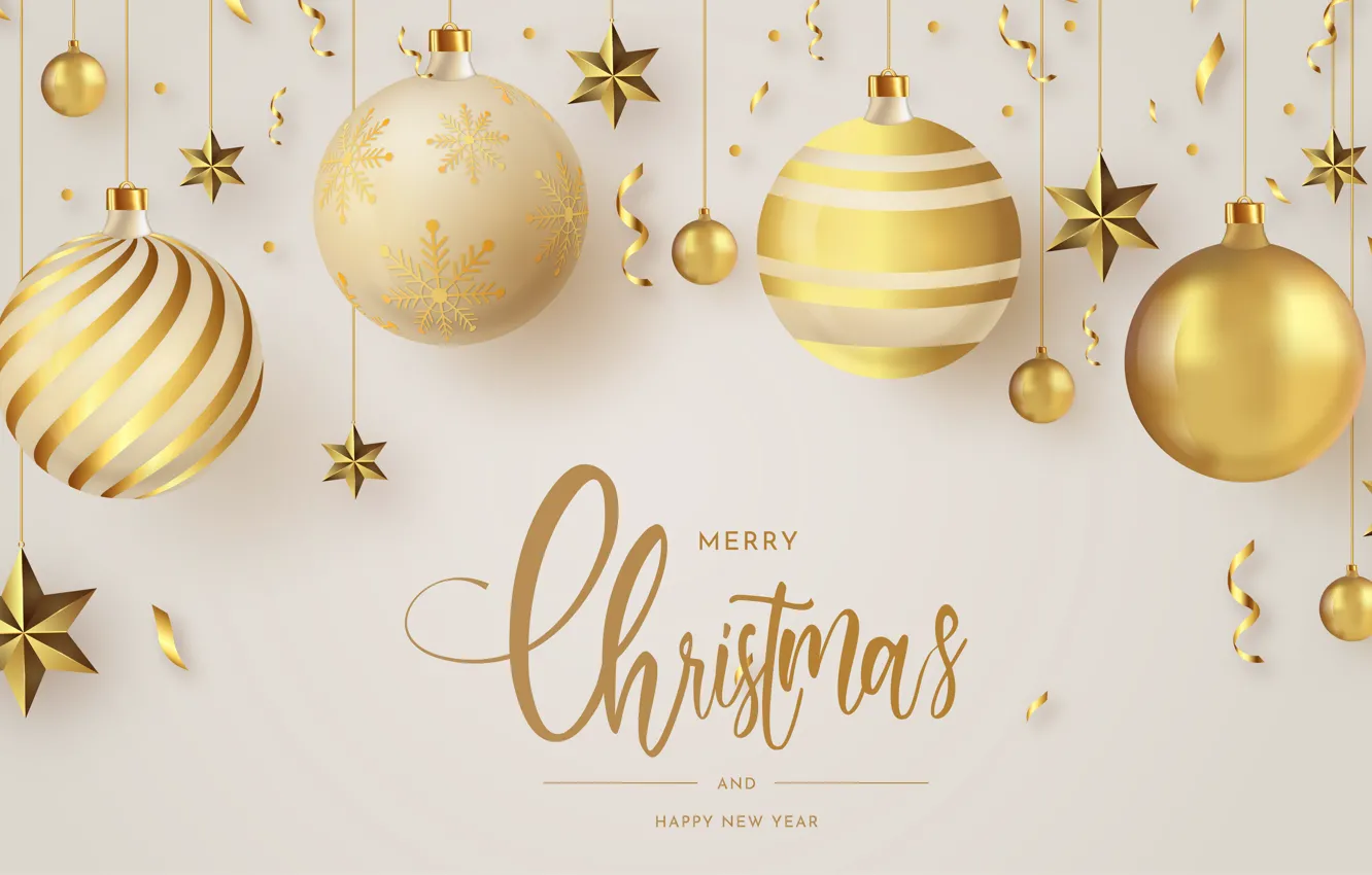 Photo wallpaper stars, balls, background, balls, new year, Christmas