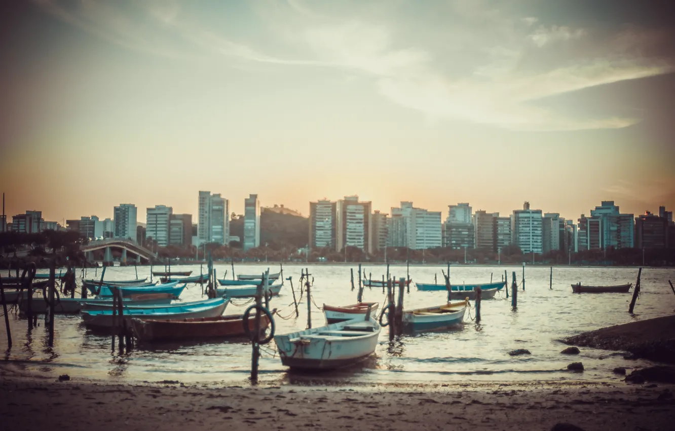 Photo wallpaper beach, Brazil, Praia, Barco, Vitoria