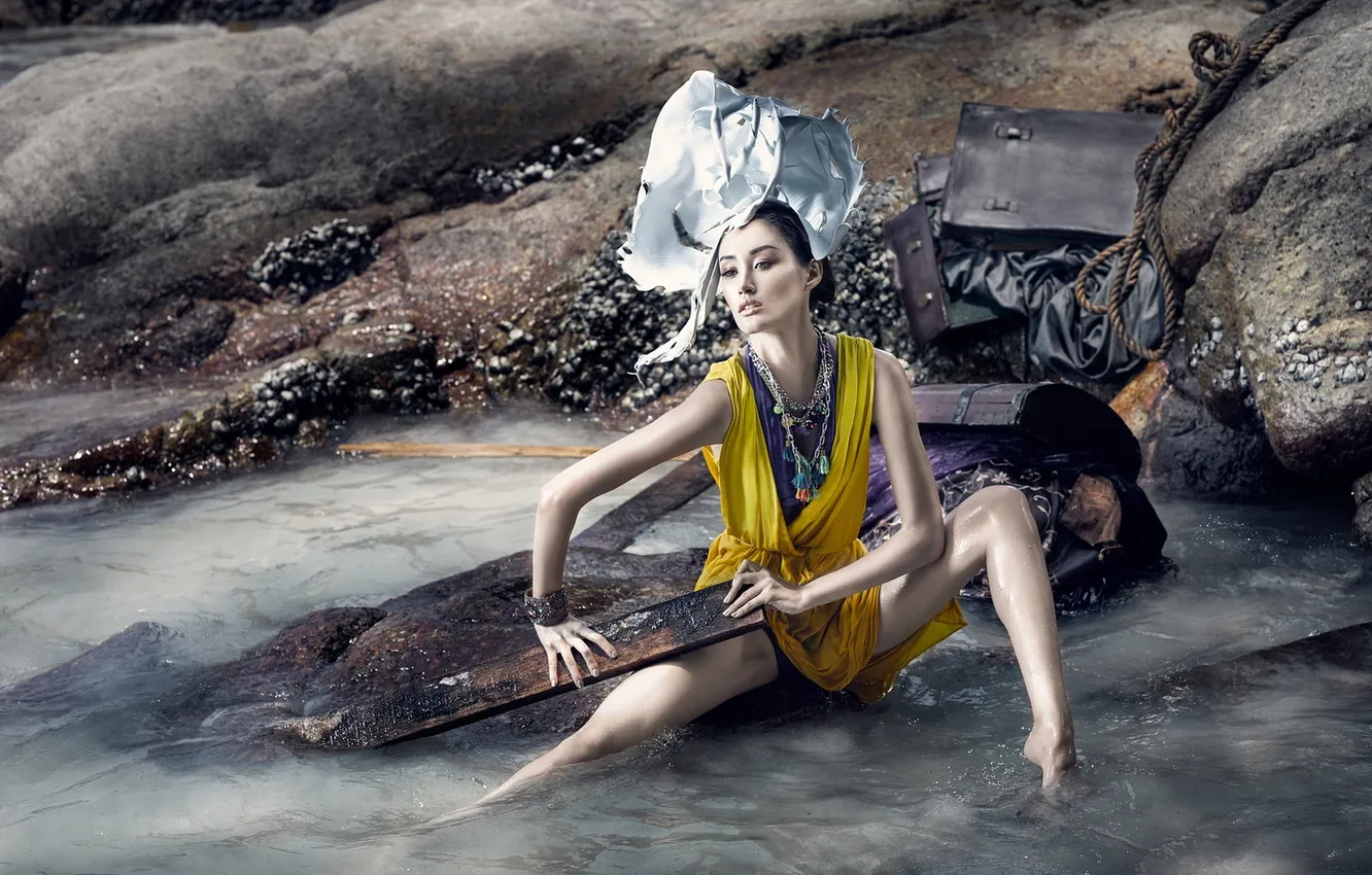 Photo wallpaper sea, girl, background