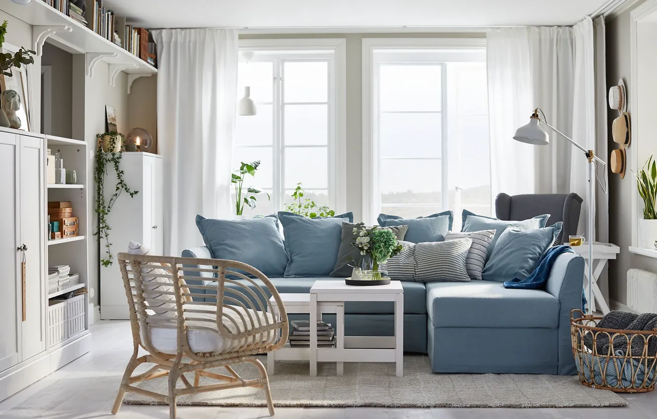 Photo wallpaper design, interior, sofa, living room, sofa, looking, living, ikea