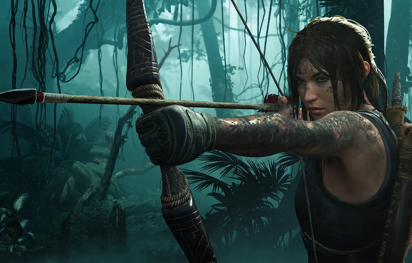 Photo wallpaper hair, bow, Tomb Raider, Lara Croft, Shadow of the Tomb Raider