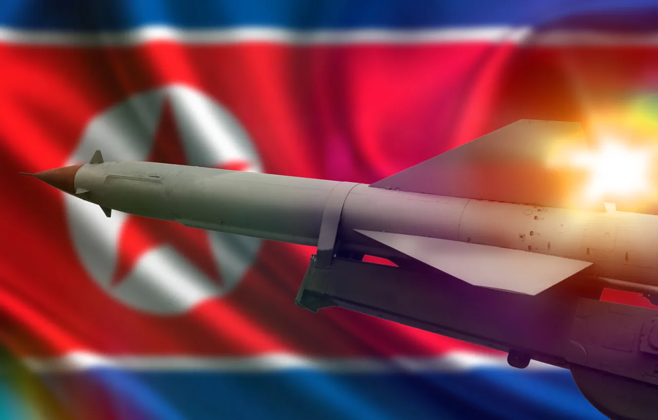 Photo wallpaper flag, weapons, North Korea, missiles