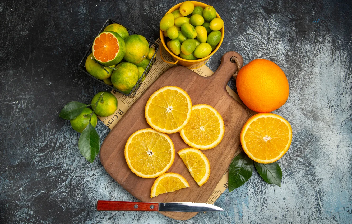 Photo wallpaper orange, citrus, tangerines, kumquat