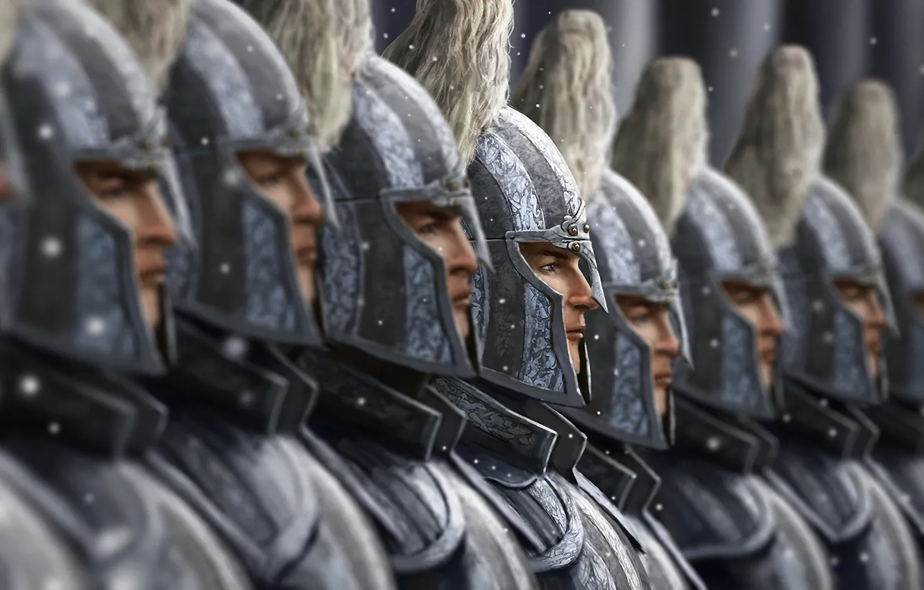 Photo wallpaper snow, war, focus, army, armor, art, helmet