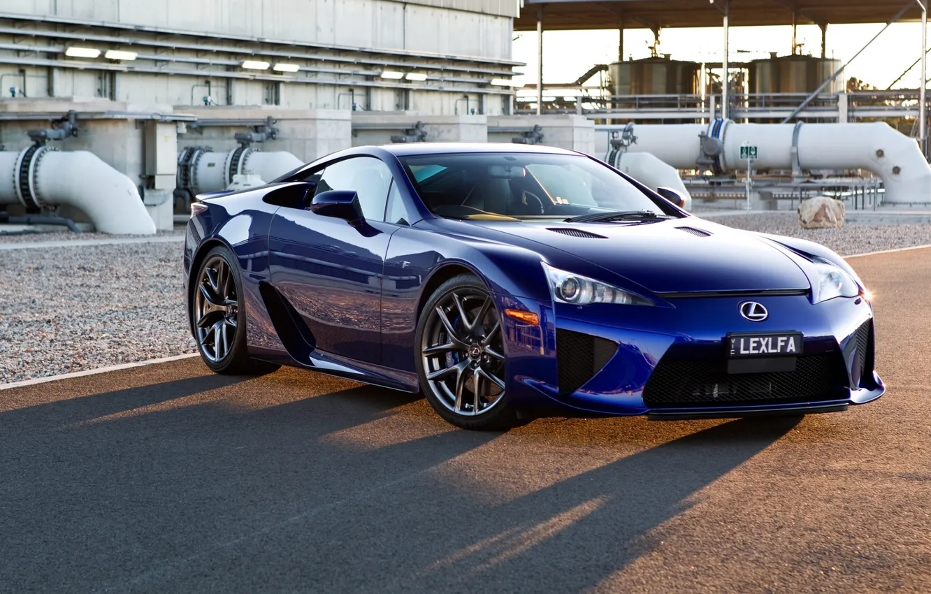 Photo wallpaper blue, background, shadow, Lexus, supercar, Lexus, the front, LFA