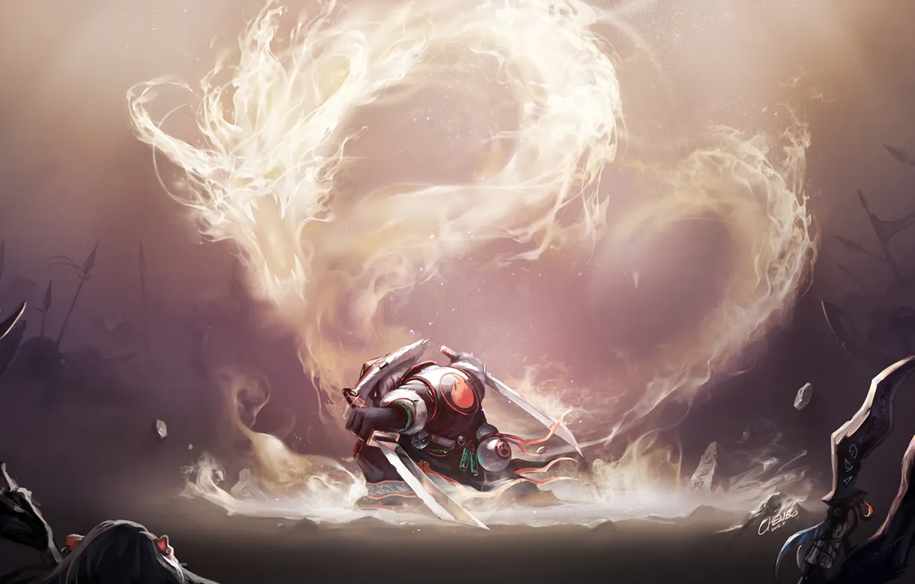 Photo wallpaper flame, dragon, warrior, Panda, World of Warcraft, wow, undead, chenbo