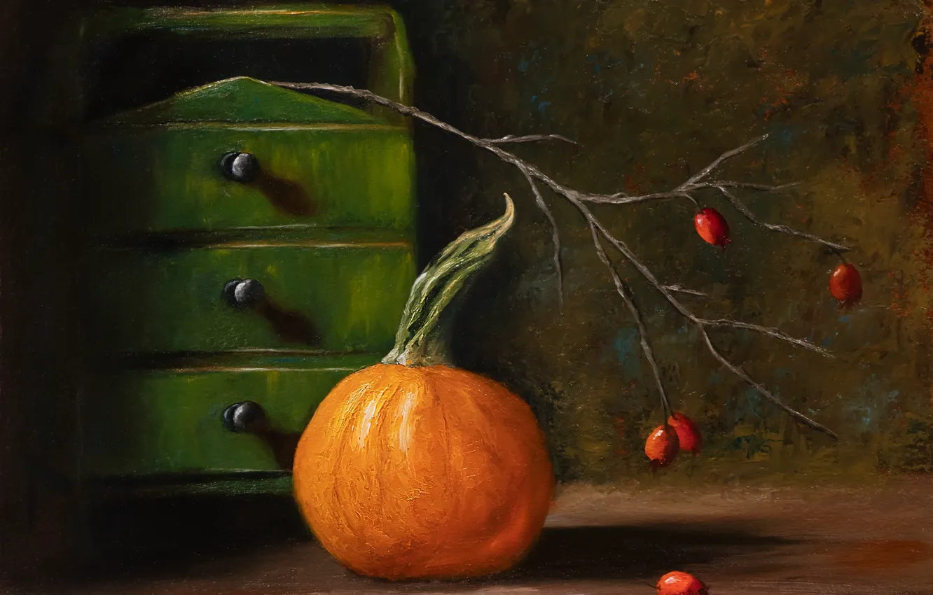 Photo wallpaper picture, pumpkin, still life, painting