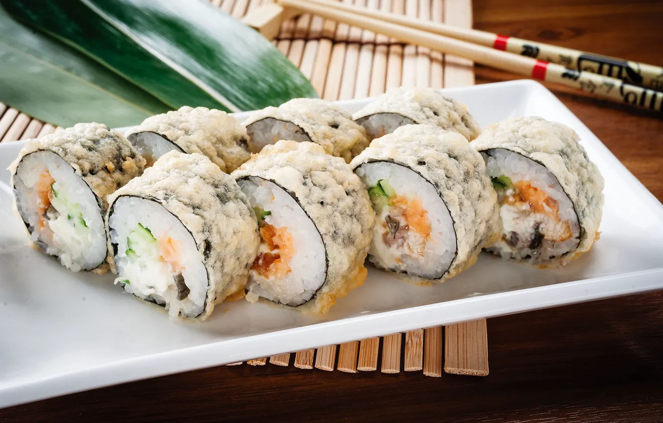 Photo wallpaper fish, figure, sushi, rolls