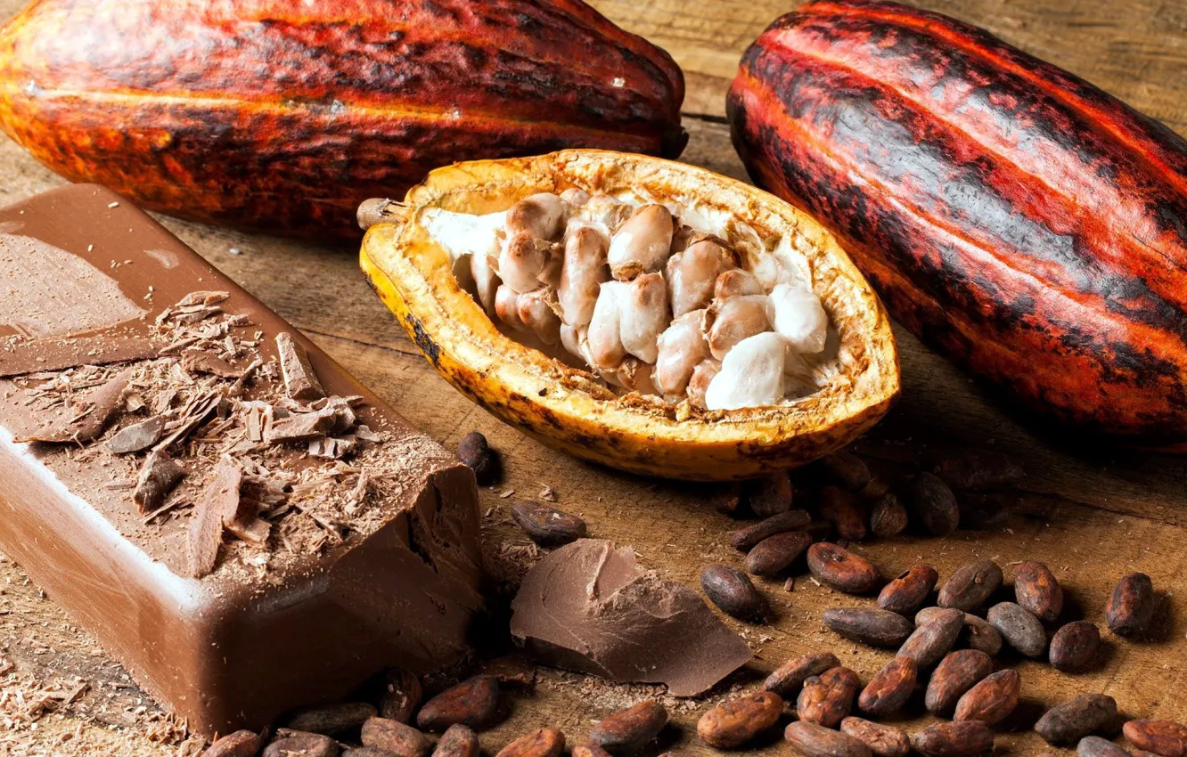 Photo wallpaper chocolate, fruit, cocoa