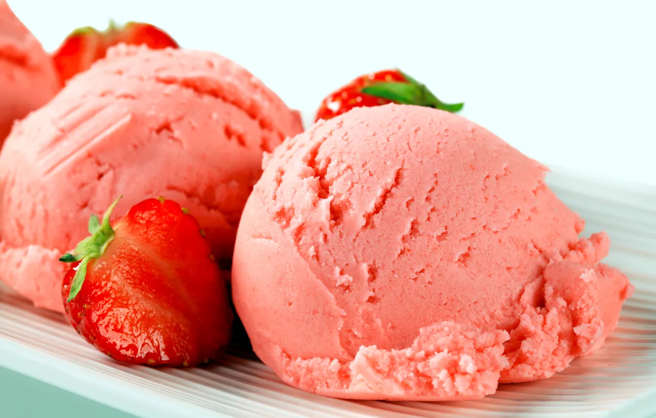 Photo wallpaper photo, food, strawberry, ice cream, sweets