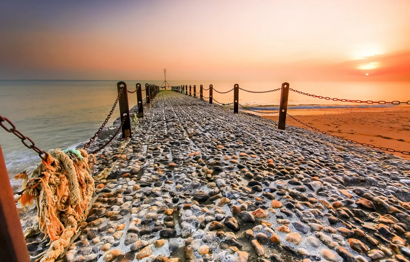 Photo wallpaper sea, landscape, sunset