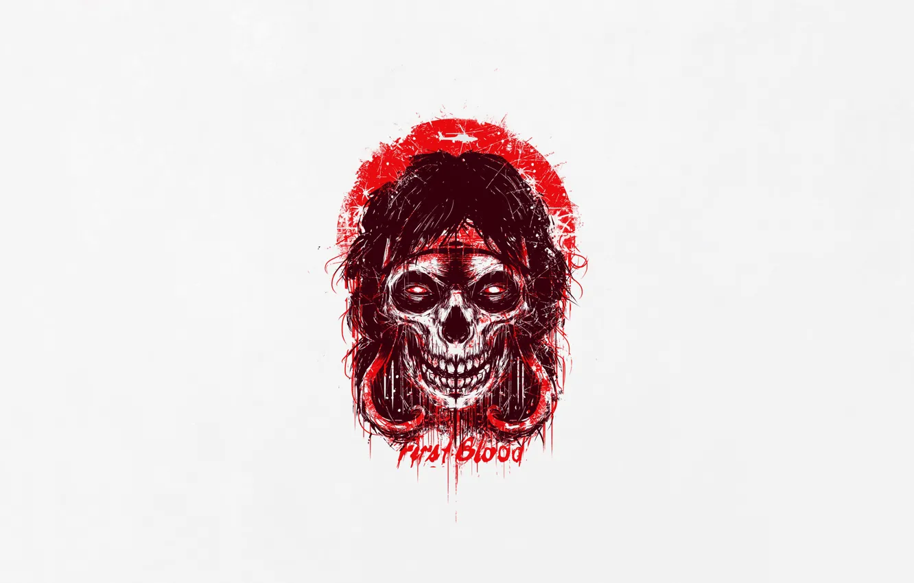 Photo wallpaper style, background, skull, minimalism, art, sake, blood, style