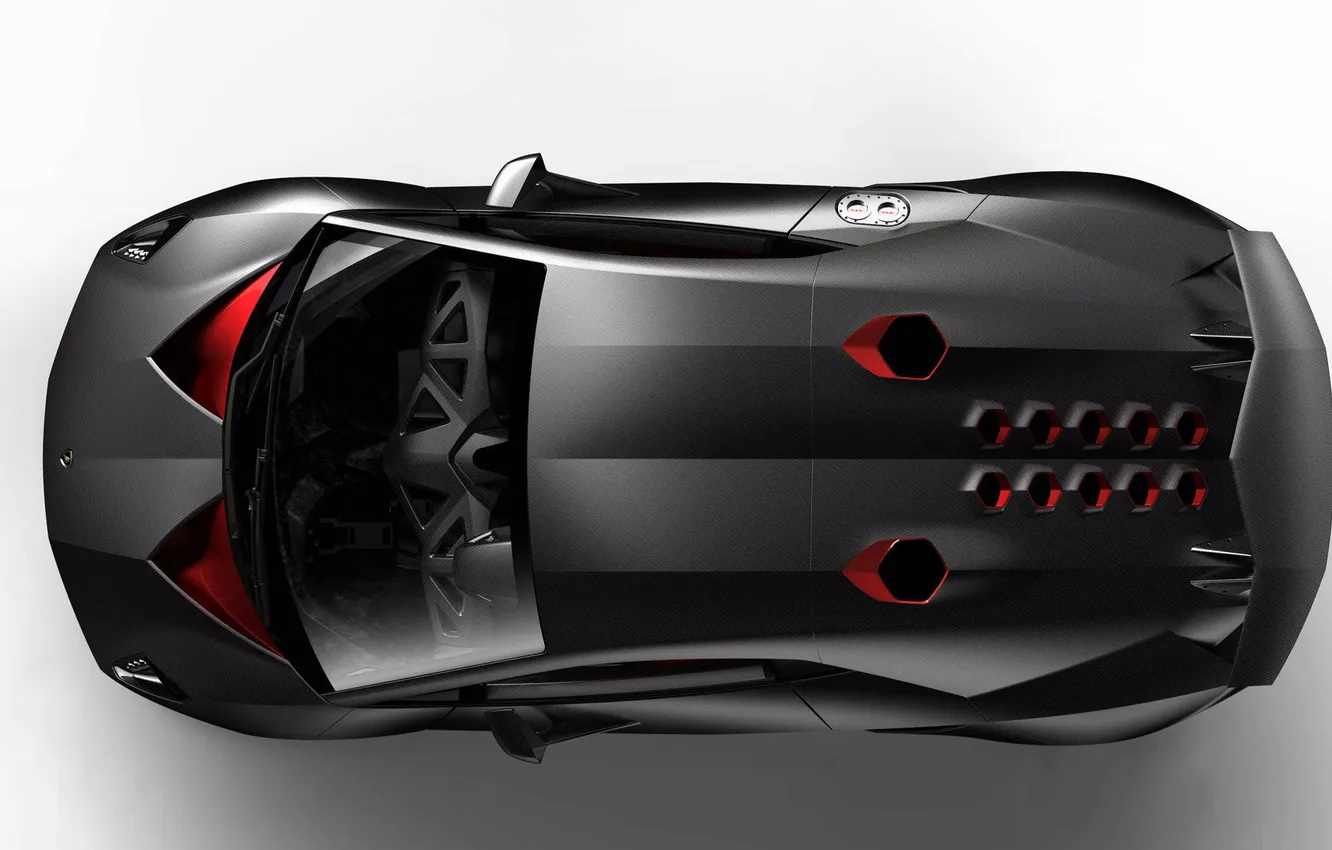Photo wallpaper roof, Lamborghini, spoiler, the view from the top, Lamborghini, air intake, Sesto Elemento, The Sesto …