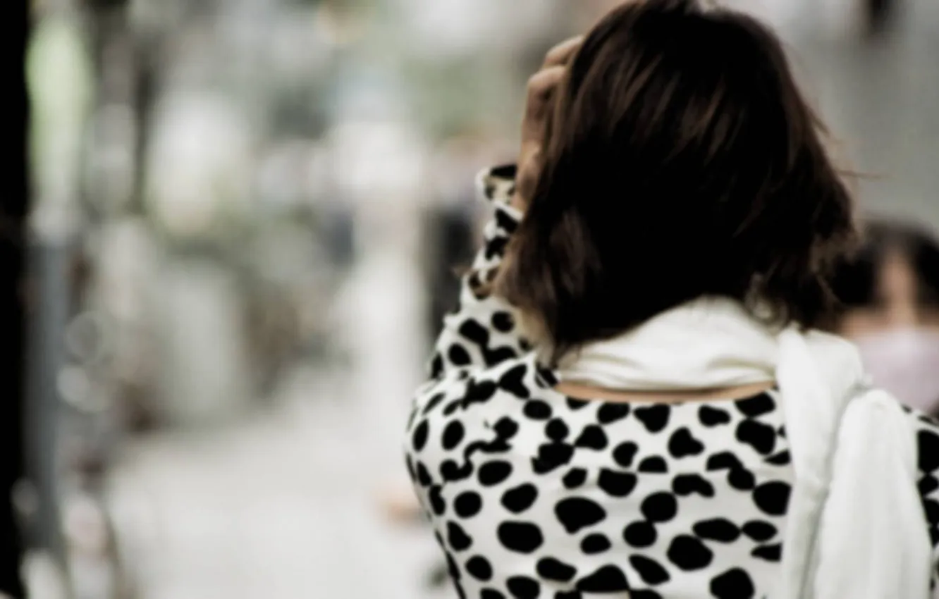 Photo wallpaper girl, background, mood, Wallpaper, scarf, brunette, spot, black and white