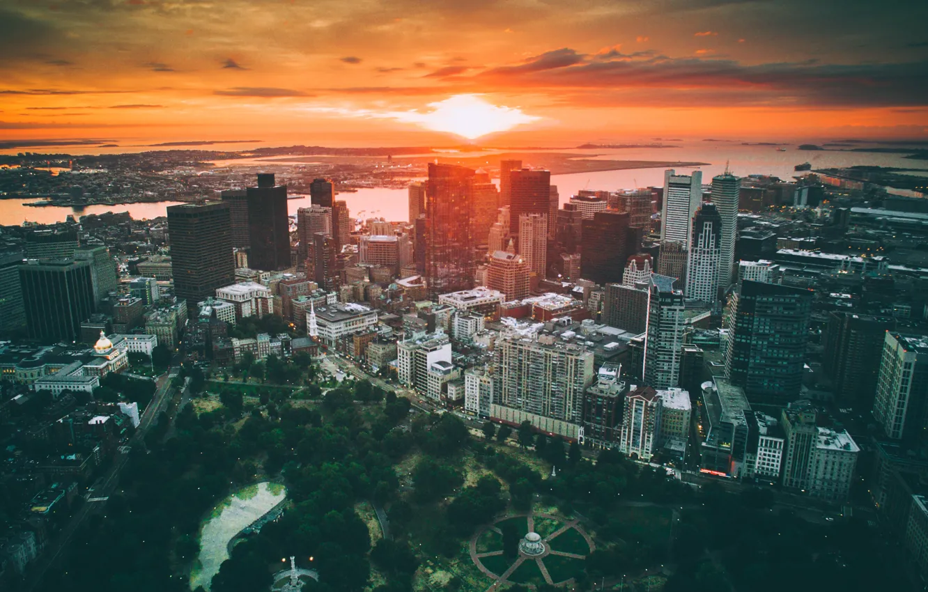 Photo wallpaper the sky, clouds, sunset, the city, street, building, home