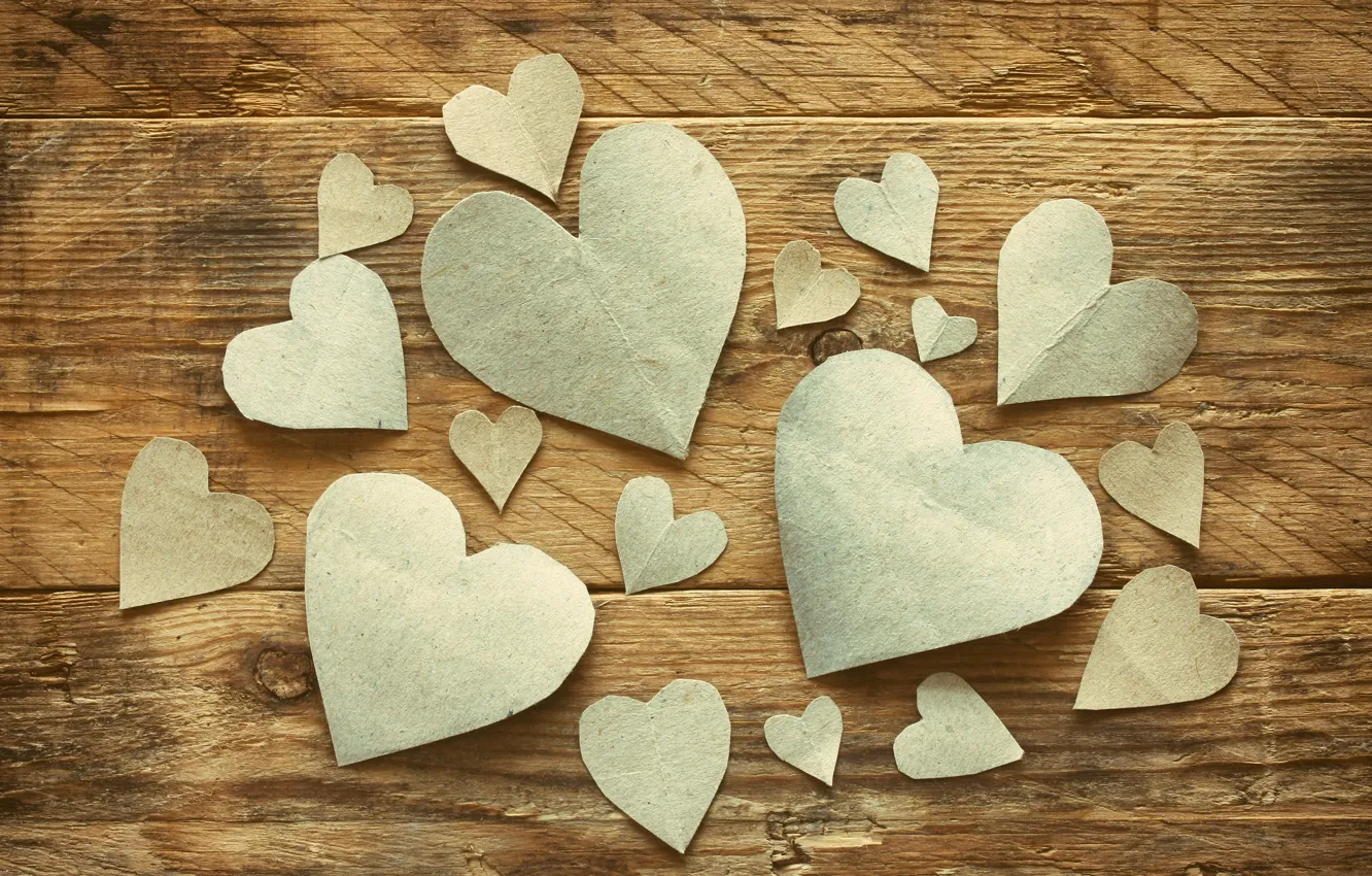 Photo wallpaper hearts, love, wood, romantic, hearts, Valentine's Day