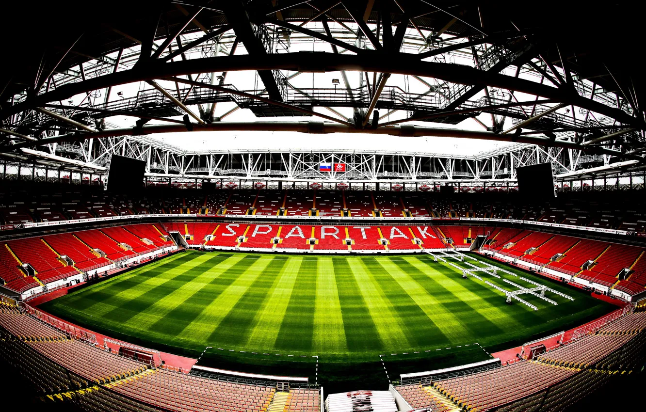 Photo wallpaper lawn, football, Moscow, Russia, arena, tribune, Spartacus, Open Arena