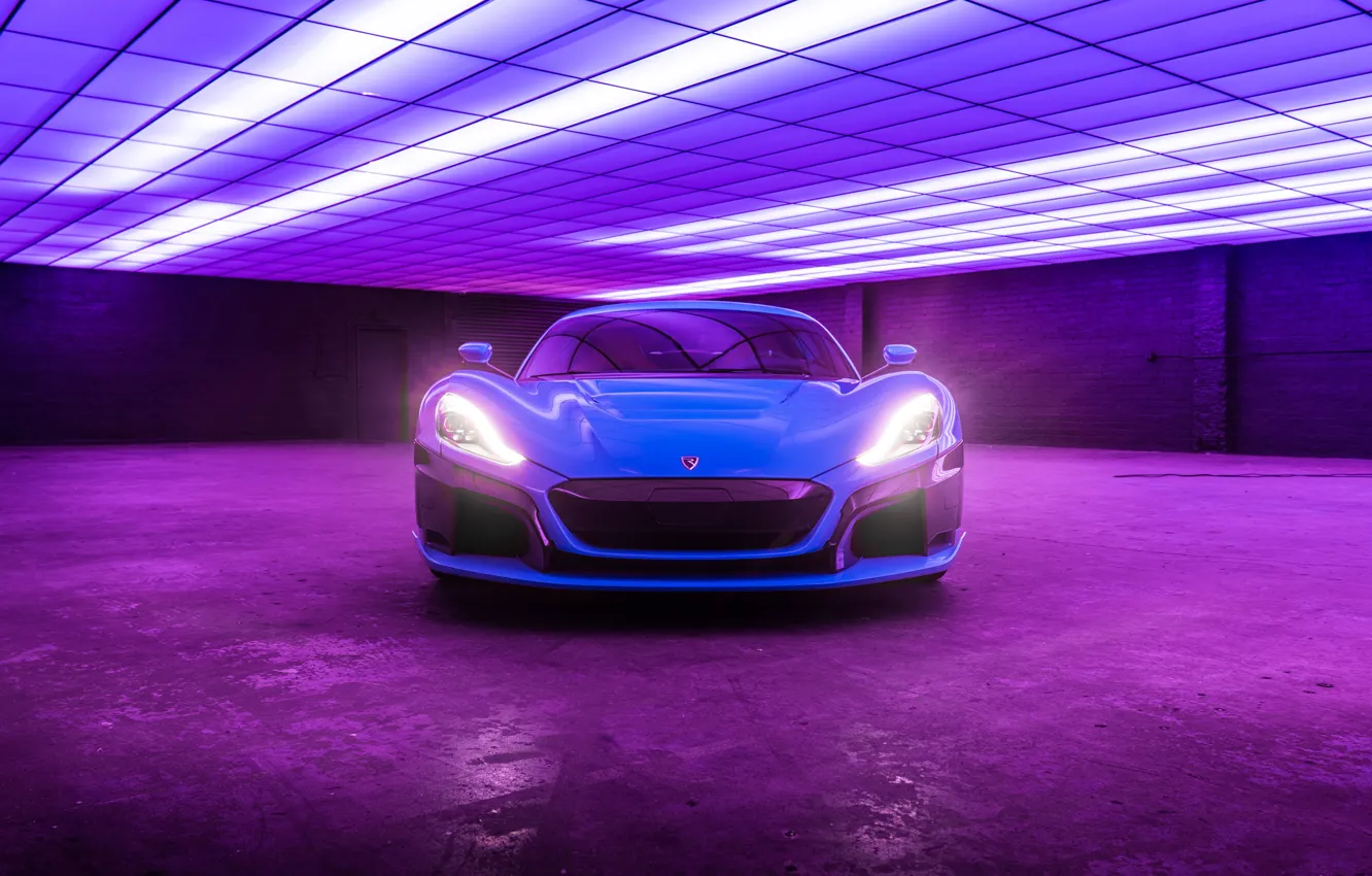 Photo wallpaper supercar, front view, 2018, Rimac, electric car, C-Two, California Edition