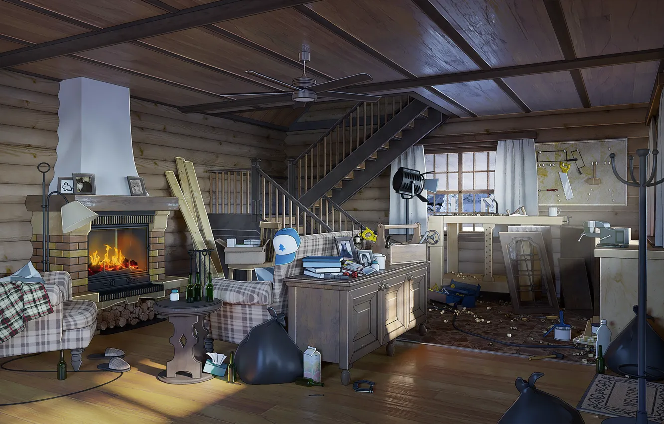 Photo wallpaper mess, the room, Big Dipper