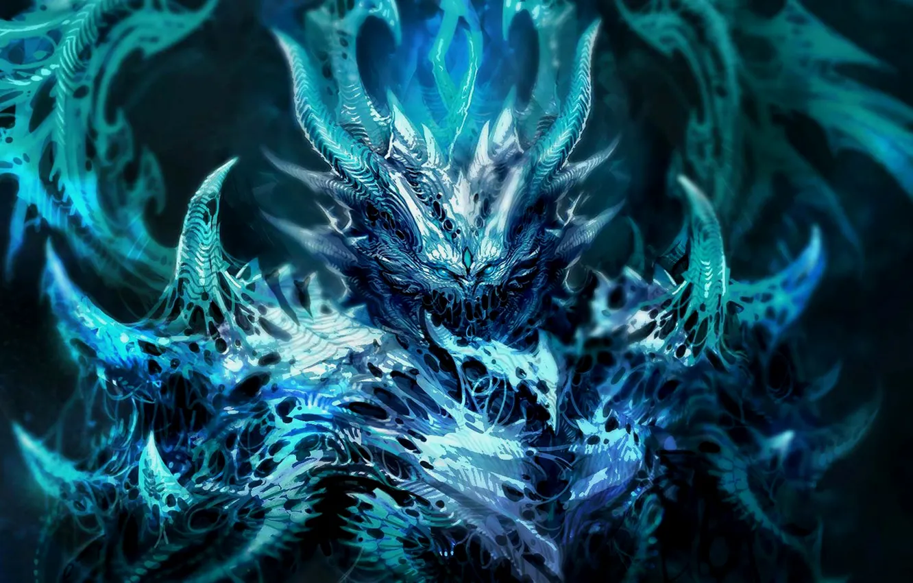 Photo wallpaper blue, blue, the demon, evil, effects, casting