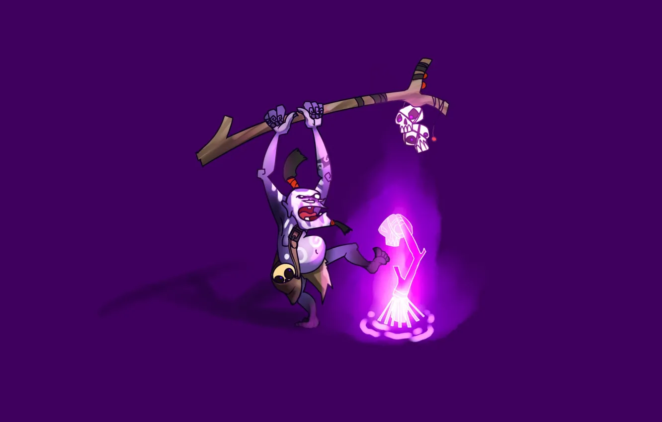 Photo wallpaper dance, art, skull, staff, chibi, Dota 2, Witch Doctor