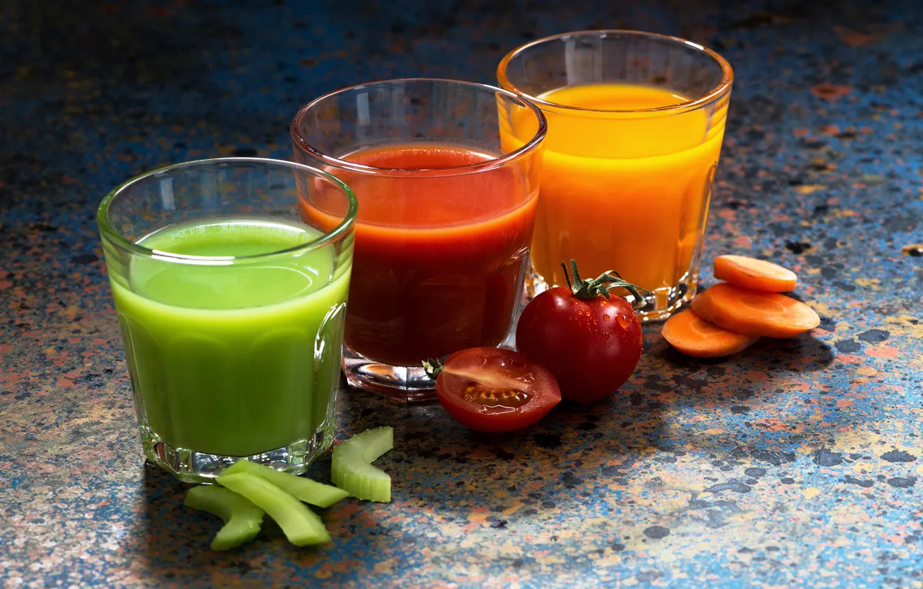 Photo wallpaper juice, juice, vegetables, tomatoes, carrots, drinks, vegetables