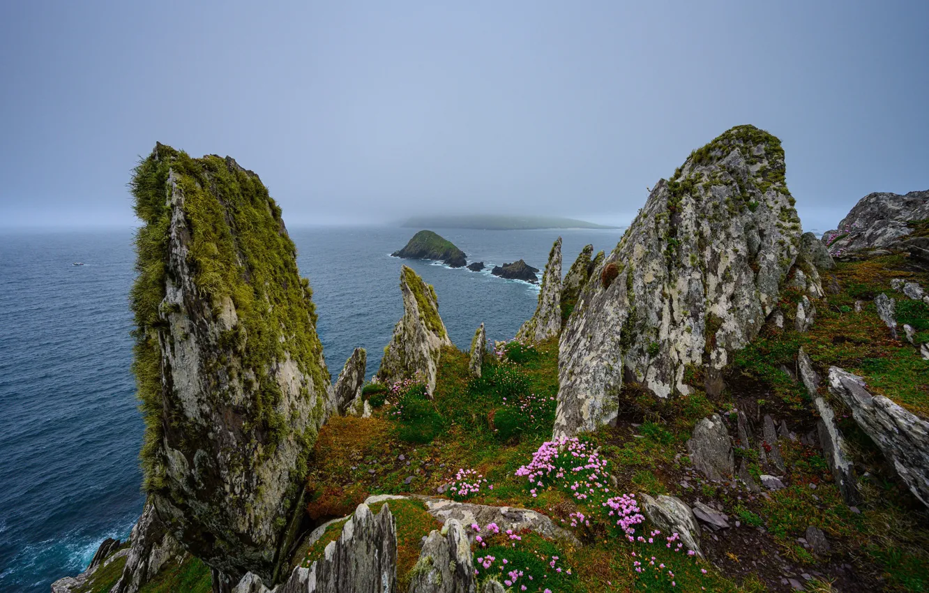 Photo wallpaper sea, rocks, shore, Ireland, Munster, Dunquin