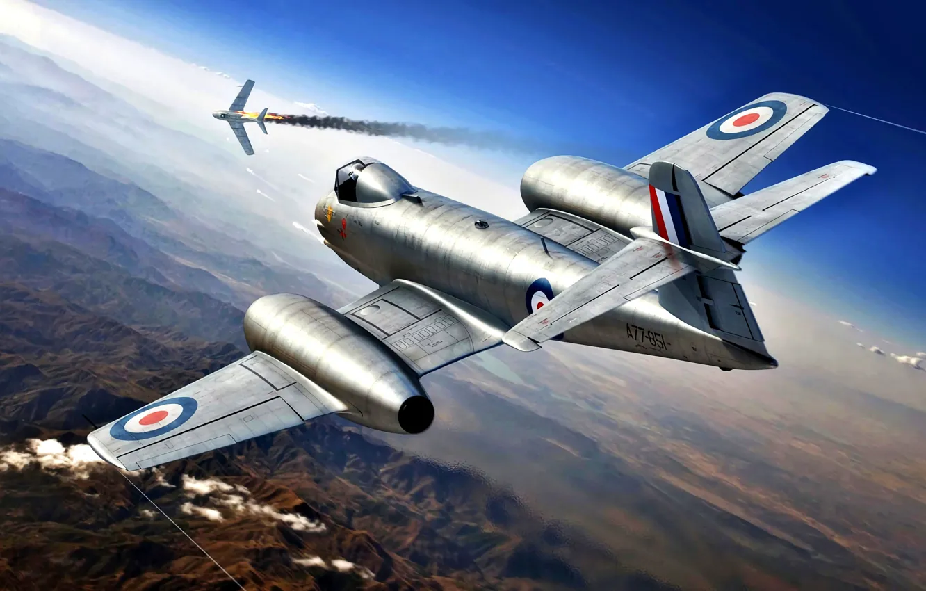 Photo wallpaper fighter-interceptor, meteor, The Korean war 1950-1953, Gloster, F.Mk.8