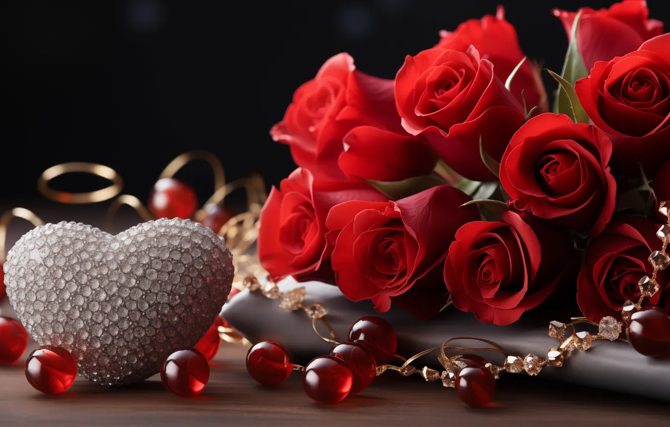 Photo wallpaper love, flowers, gift, romance, heart, roses, love, Valentine's day