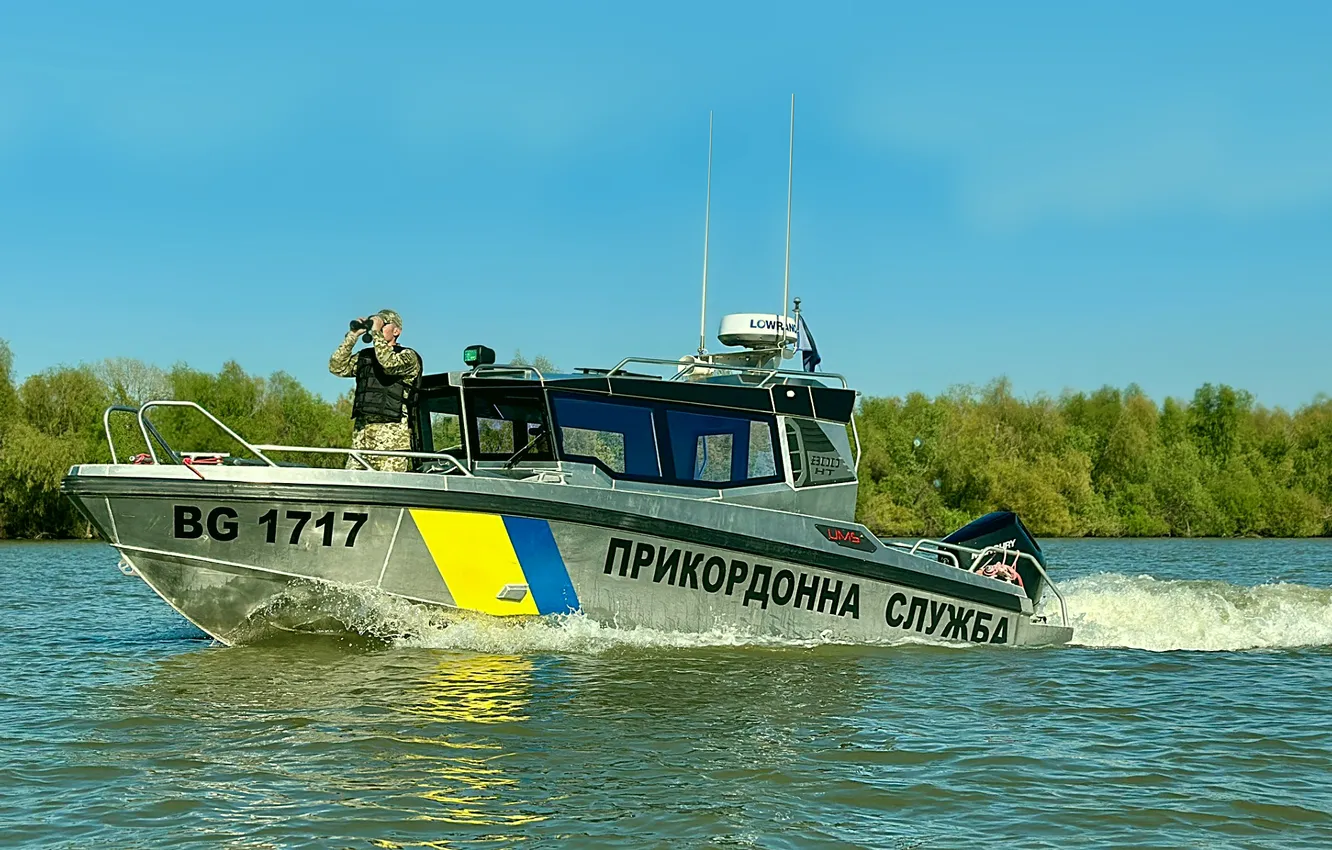 Photo wallpaper boat, patrol, border