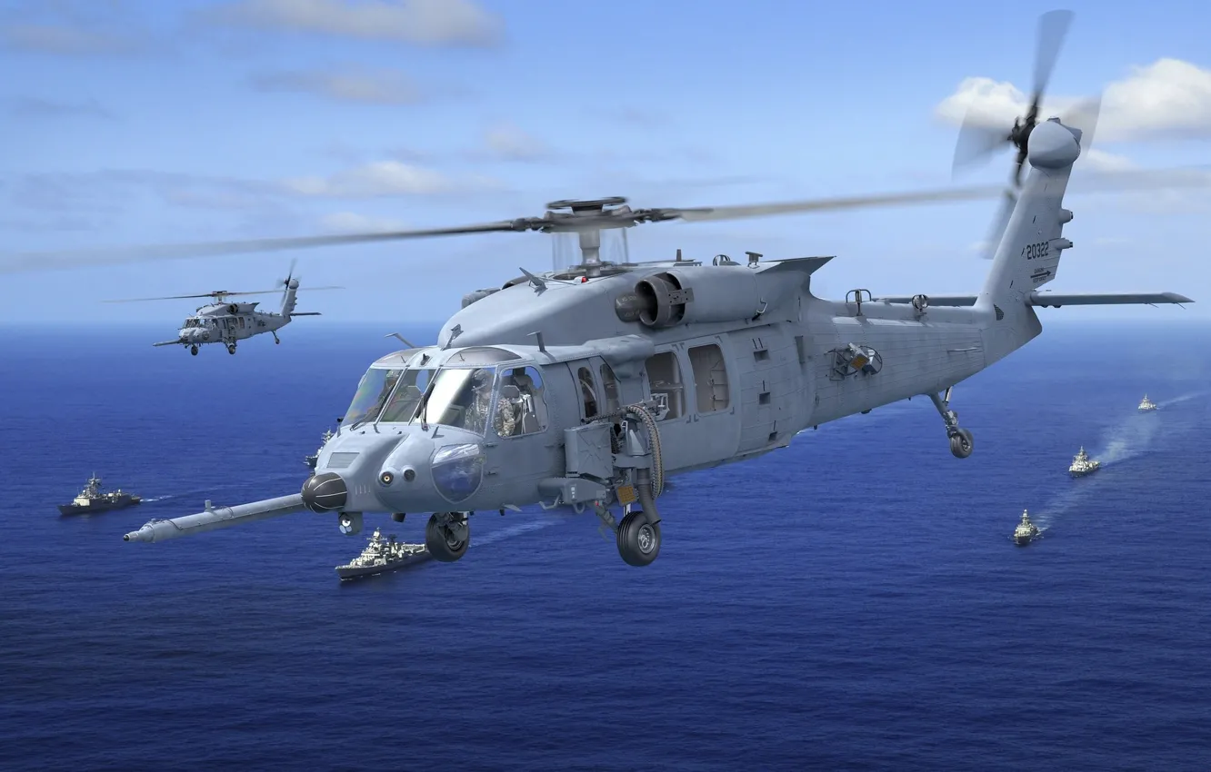 Photo wallpaper the sky, flight, helicopter, SIKORSKY HH-60W