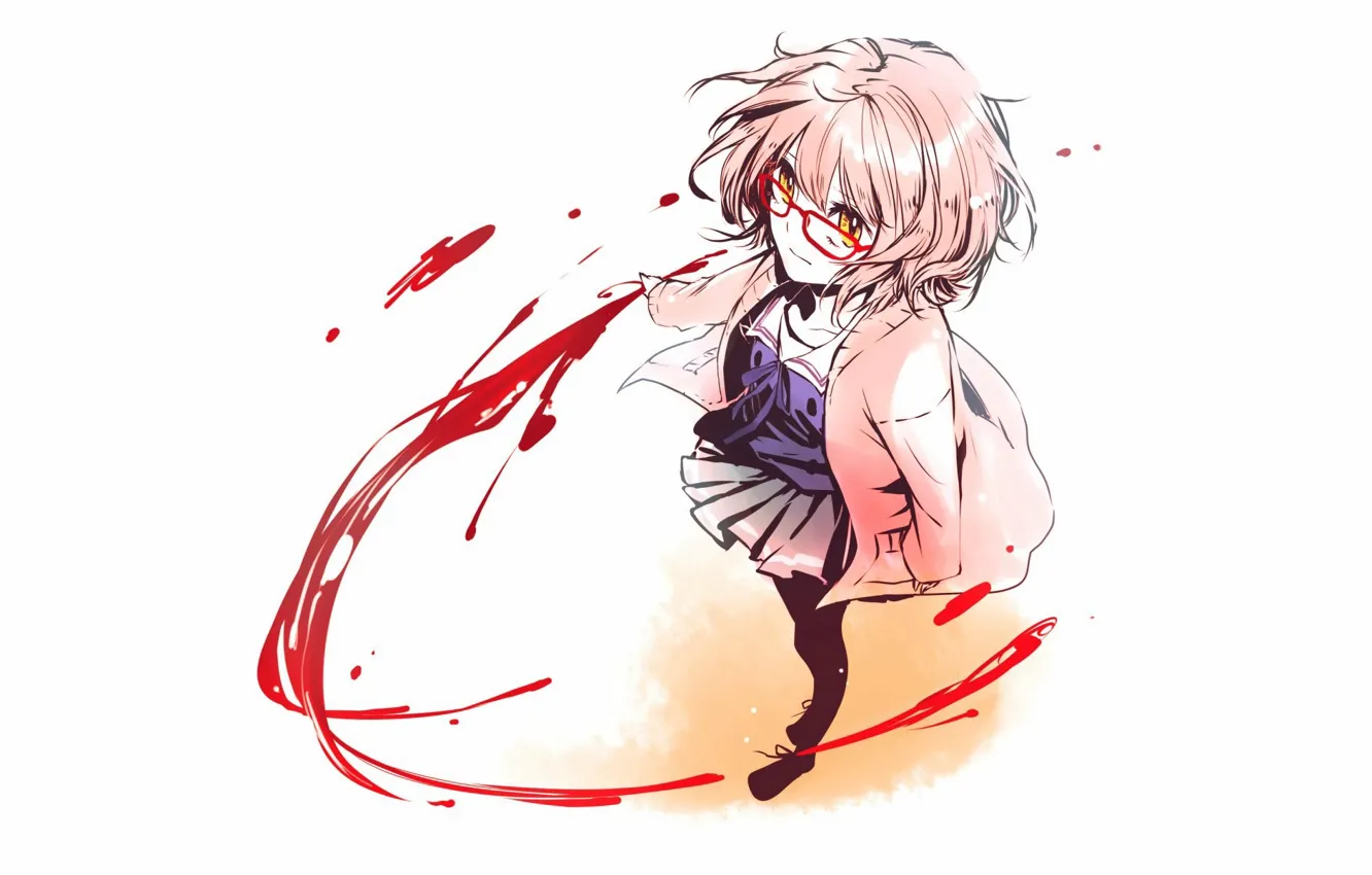 Photo wallpaper anime, white background., kyoukai no kanata, Mirai Kuriyama, shelter