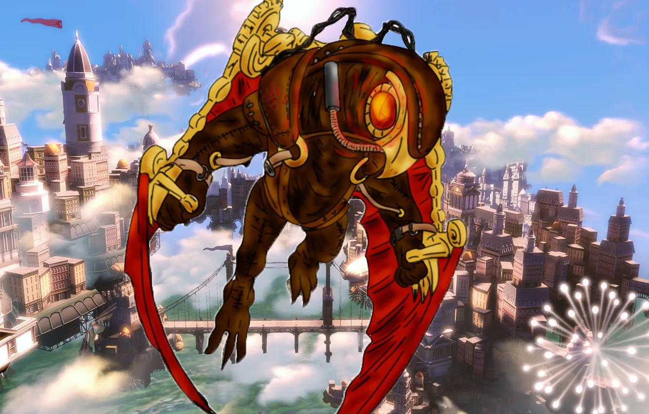 Photo wallpaper flight, art, Nightingale, Colombia, BioShock Infinite