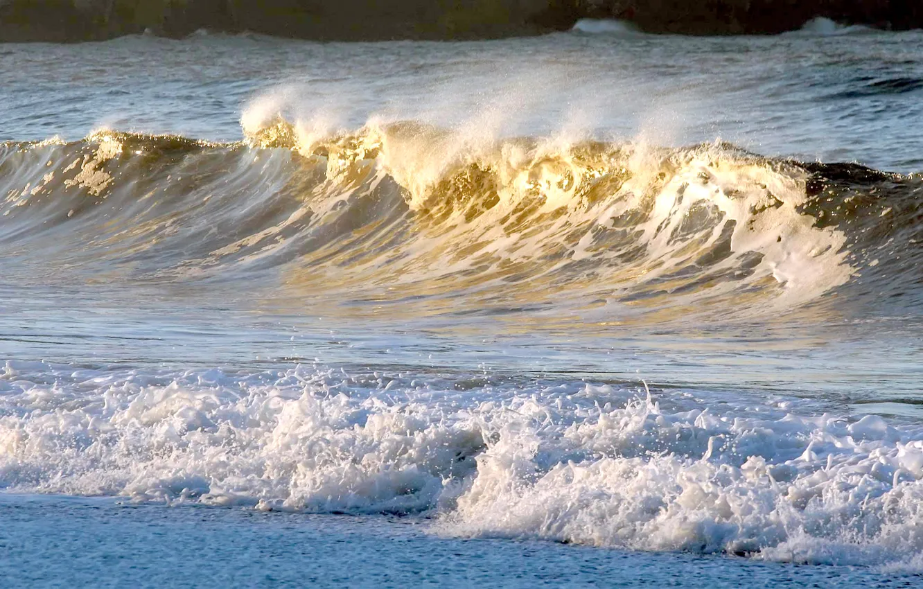 Photo wallpaper sea, wave, squirt