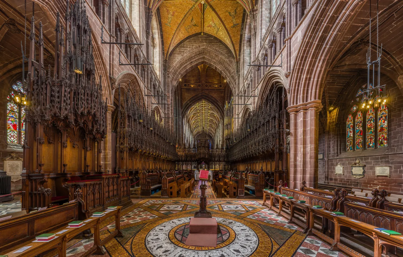 Photo wallpaper cheshire, interior, Organ, UK, Diliff, Chester Cathedral Choir