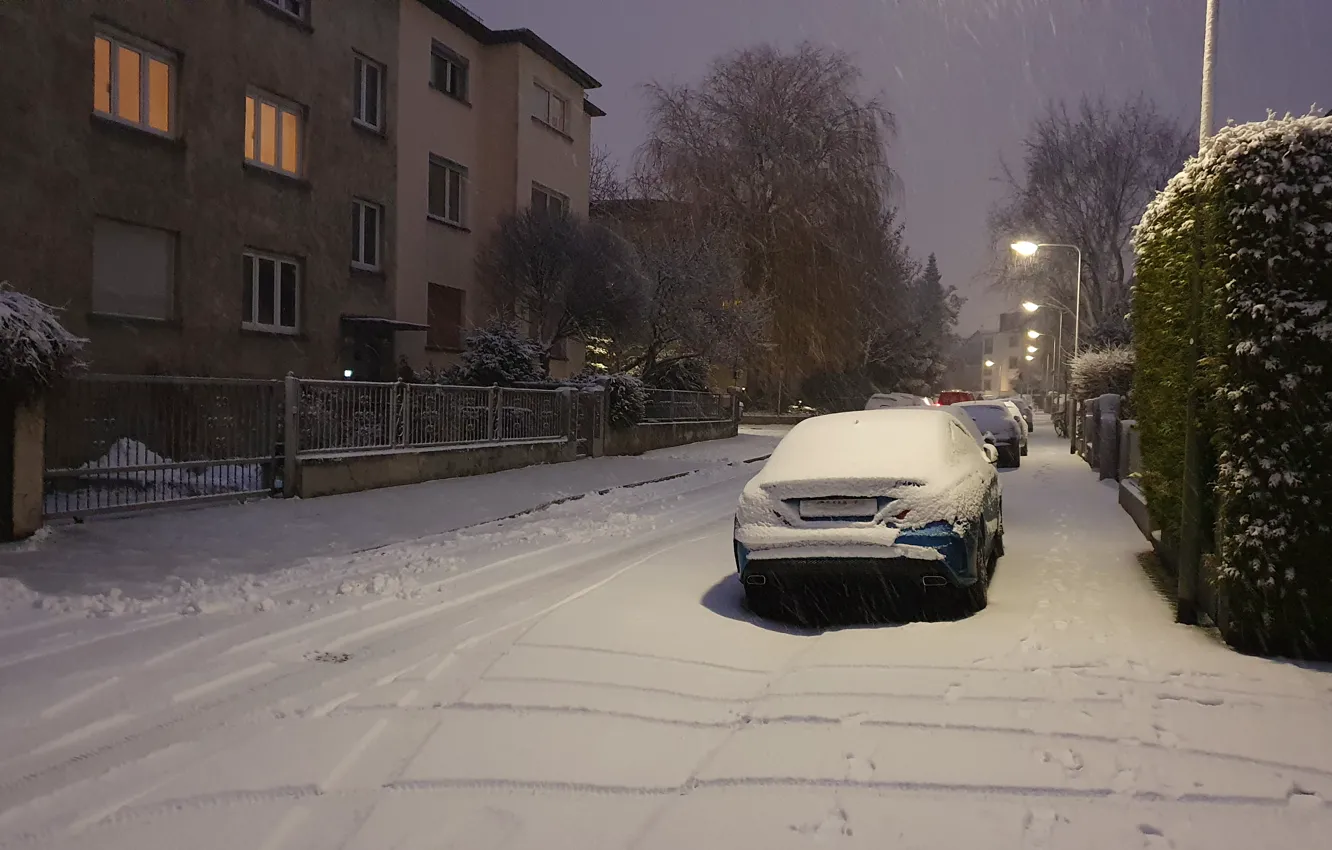 Photo wallpaper winter, snow, Germany, Frankfurt