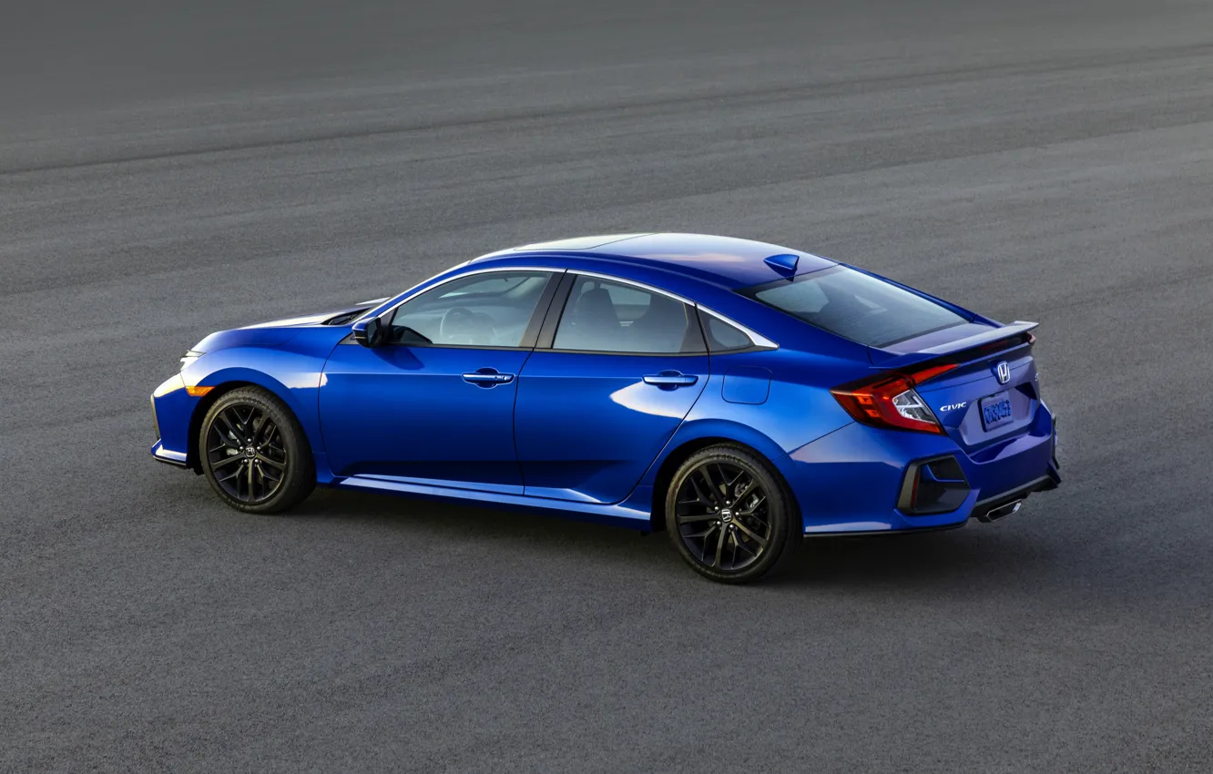 Photo wallpaper asphalt, blue, Honda, sedan, Civic, 2020, 2019, You Sedan