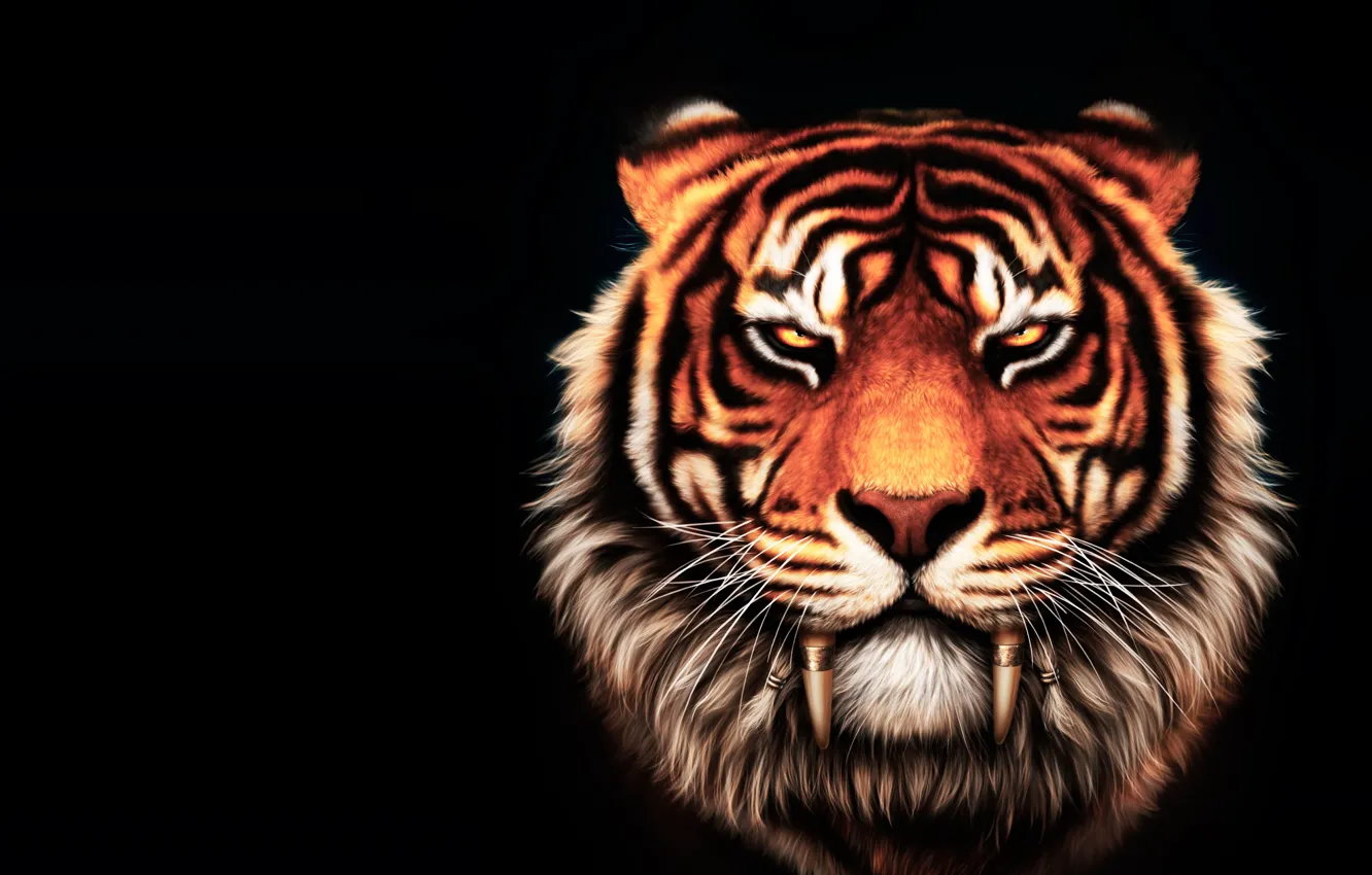 Photo wallpaper tiger, fantasy, art, big cat, the leader, the oldest