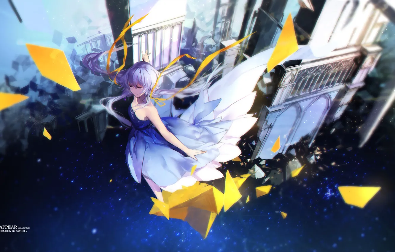 Photo wallpaper girl, flight, castle, anime, art, vocaloid, swd3e2, xingchen