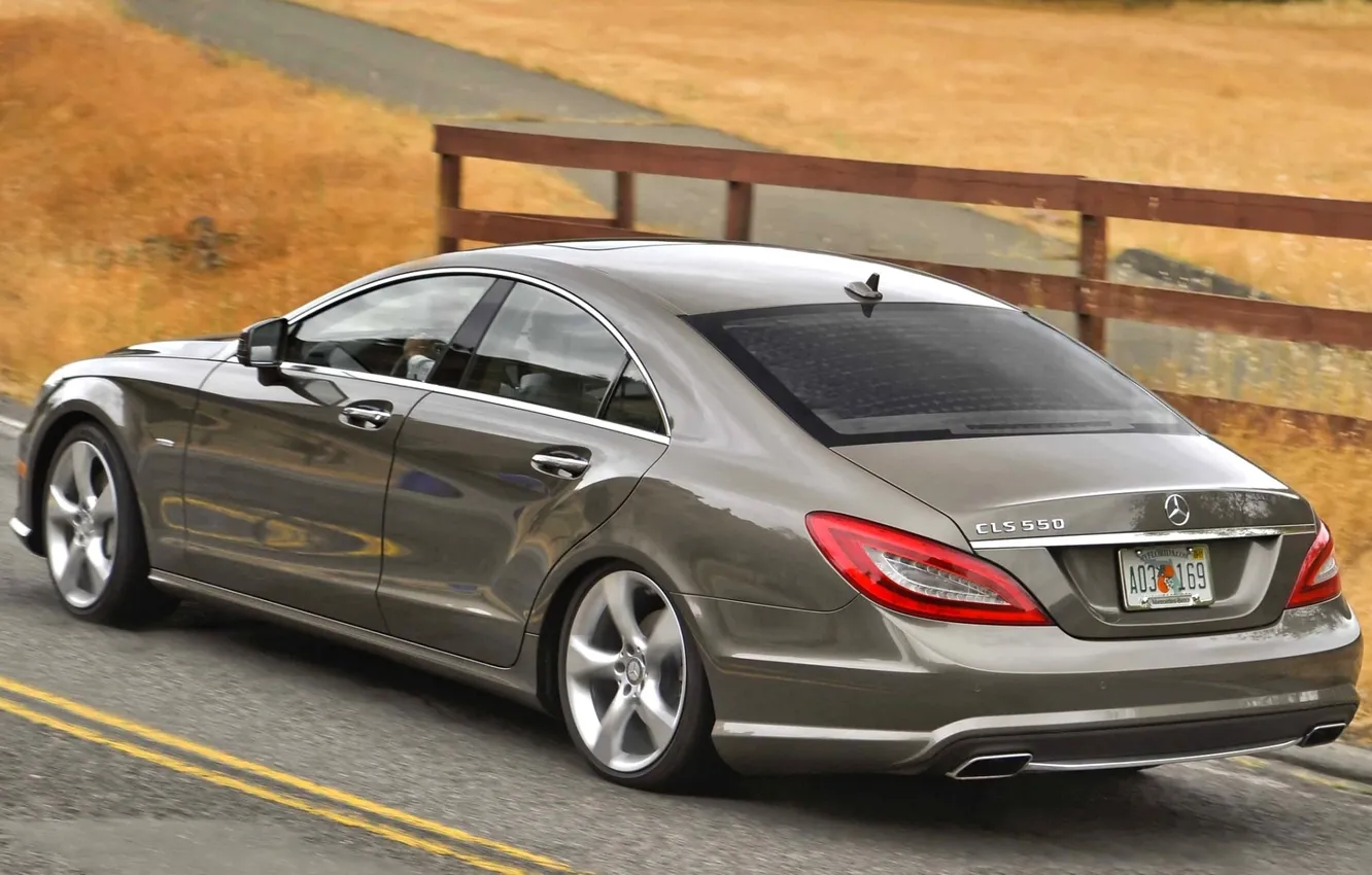 Photo wallpaper road, Mercedes-Benz, CLS, Mercedes, rear view, tsls, 550, nice car