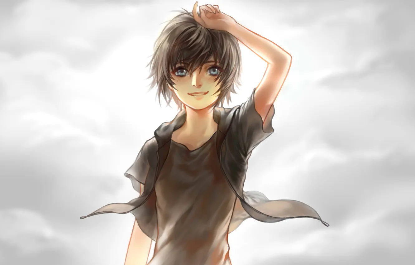 Photo wallpaper the sky, smile, the wind, guy