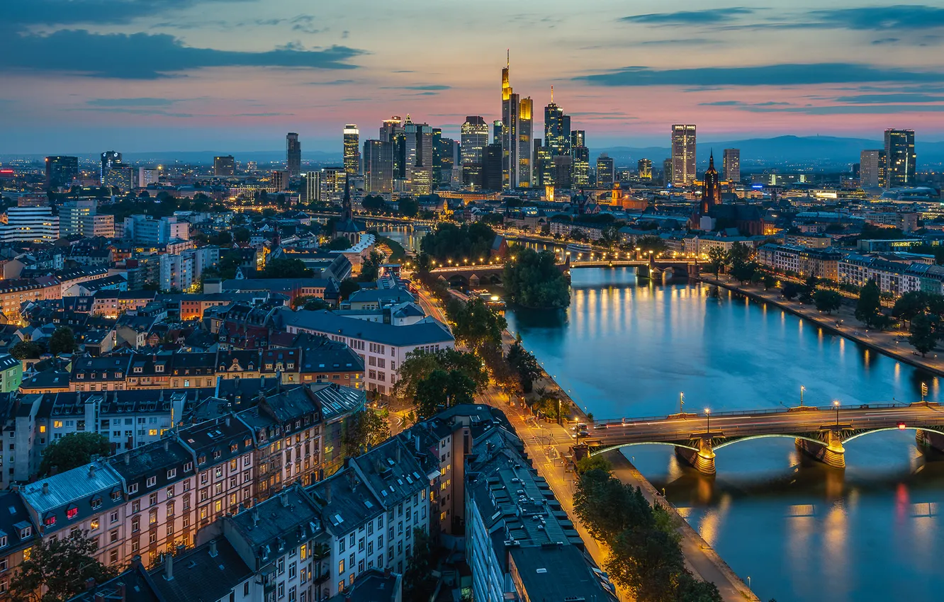 Photo wallpaper sunset, the evening, Germany, Frankfurt am main