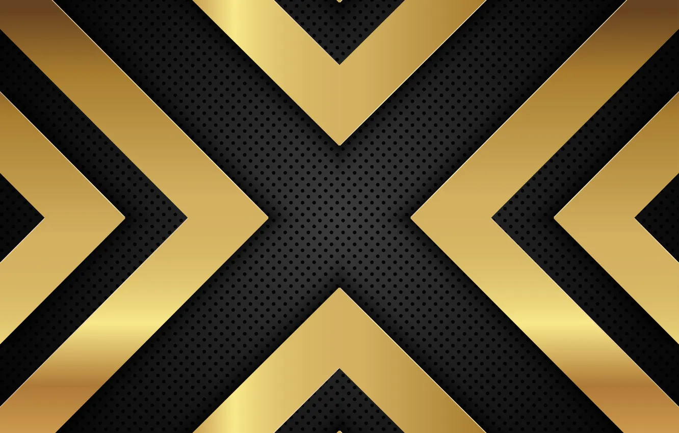Photo wallpaper line, metal, gold, black, background, arrow, metallic, shapes