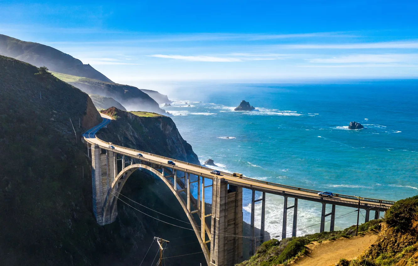 Photo wallpaper landscape, highway, Long, Landmark, HISTORIC, Monterey, motorway