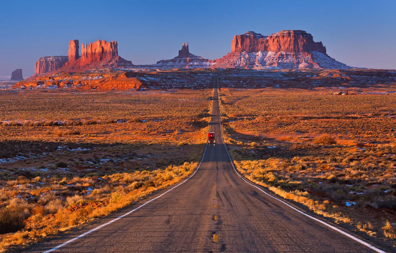 Photo wallpaper road, mountains, desert, USA, Canon