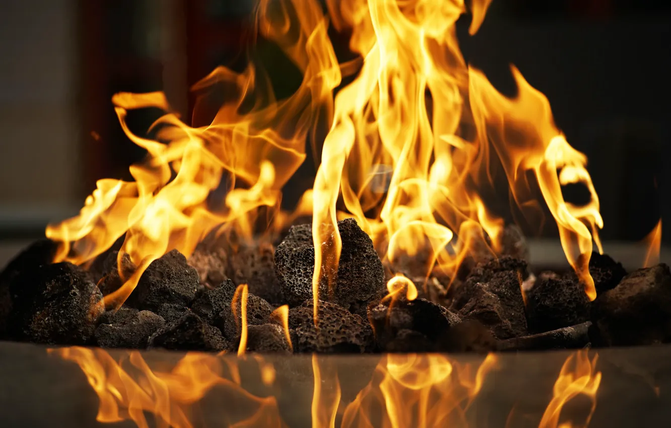 Photo wallpaper fire, flame, fireplace