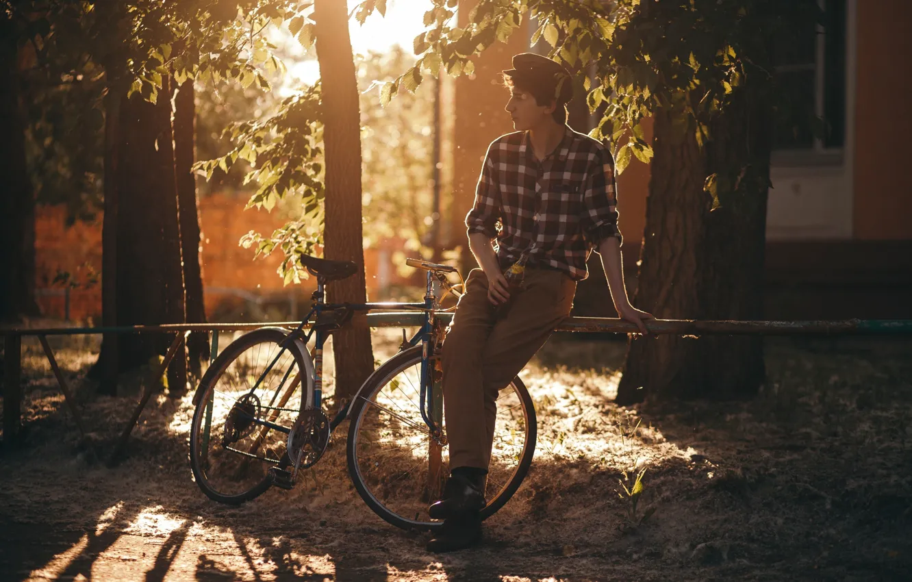 Photo wallpaper summer, bike, guy