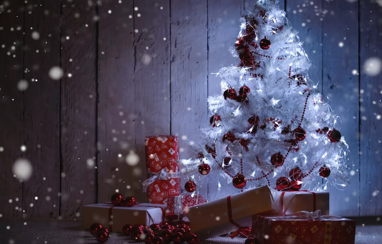 Photo wallpaper holiday, gift, toy, tree, new year, decor