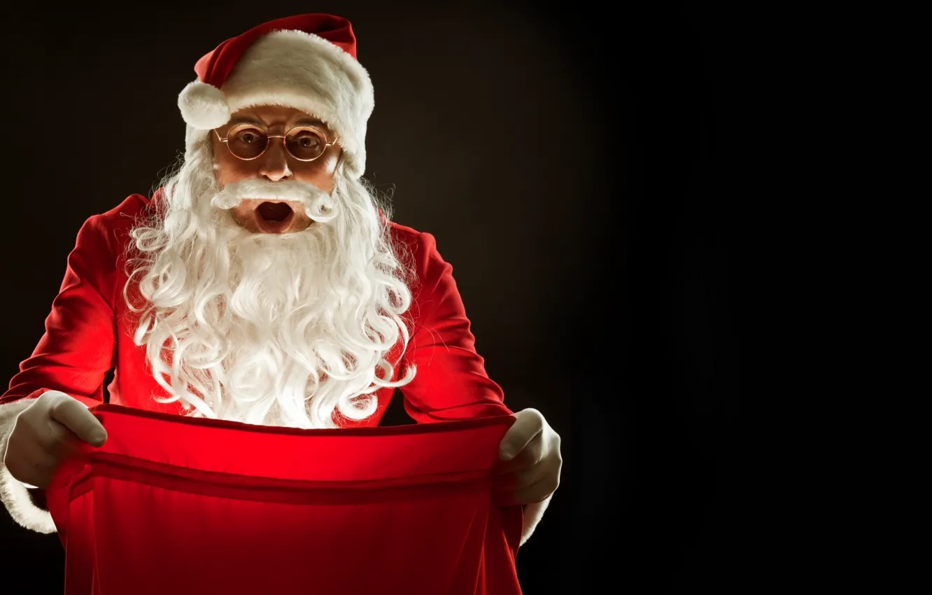 Photo wallpaper light, holiday, new year, Santa Claus, bag