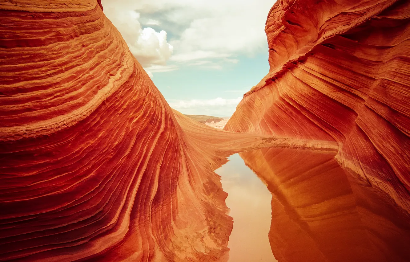 Photo wallpaper wave, the sky, water, reflection, rocks, texture, USA, AZ